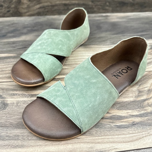 NIB Roan by Bed Stu Irie 8.5 39 Asymmetrical Open Toe Flat Leather Sandals Osaka - Picture 3 of 13